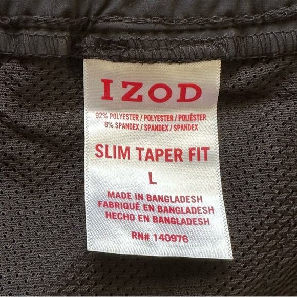 IZOD Mens Active Pants Black Advantage Performance Slim Tapered Fit Large NEW - Picture 11 of 12